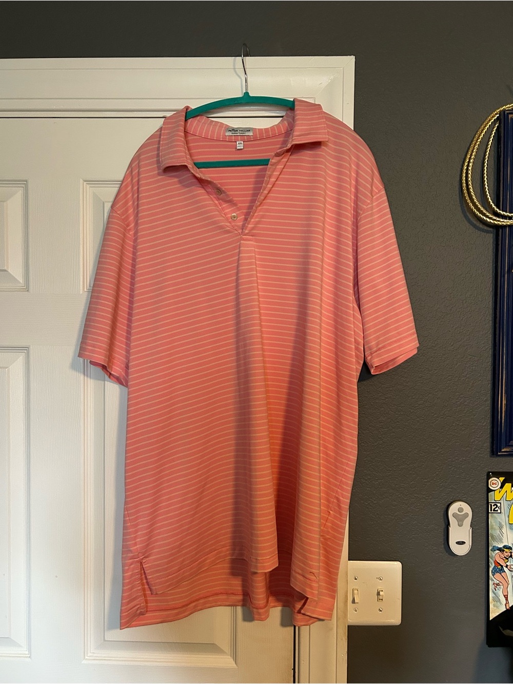 Peter Millar Men's Pink Striped Polo Shirt